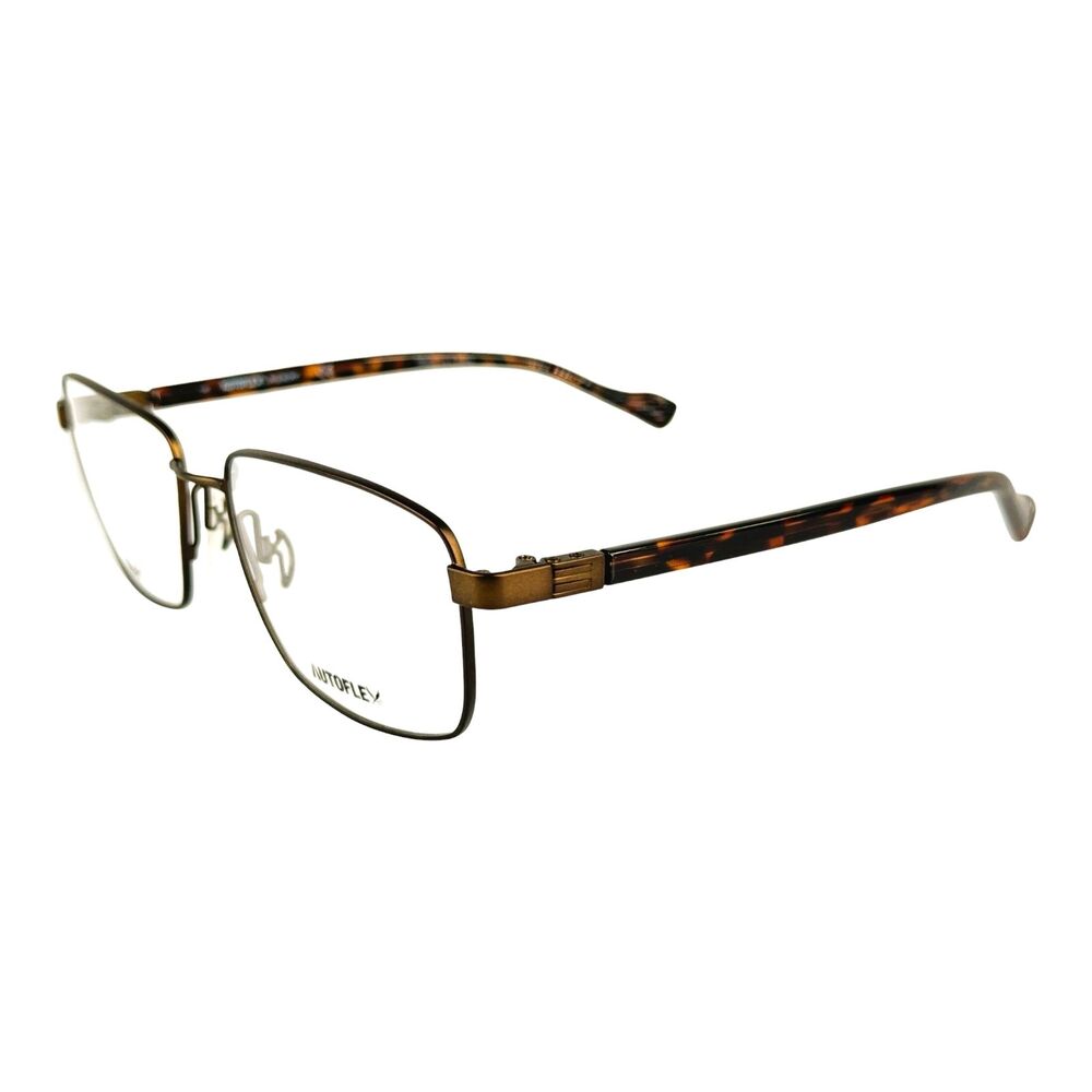 Autoflex A114 Mens Metal Eyeglass Frame 210 Brown 57-17 XL Fit
